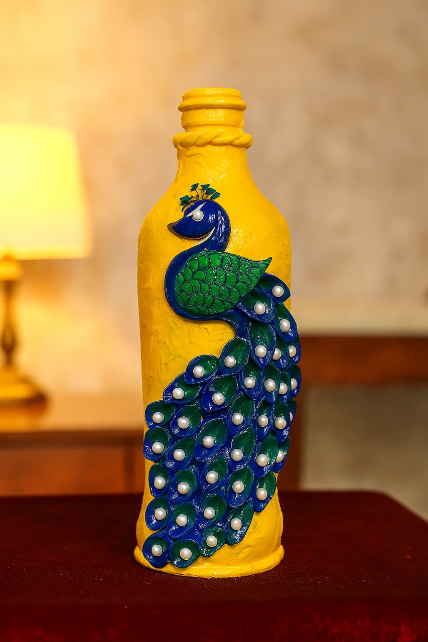 Peacock Design Art Bottle